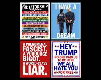 Anti-Trump Protest Signs Bundle: No Kings Printable, Defend Democracy (Digital Download)