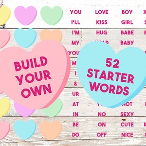 Blank Conversation coeurs svg, coeur de bonbon svg valentine, coeurs de bonbons disant saint-Valentin bundle svg