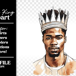 African American Black Man King PNG for Wall Art T Shirts Sublimation ...