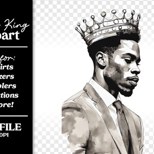 African American Black Man King PNG for Wall Art T Shirts Sublimation ...