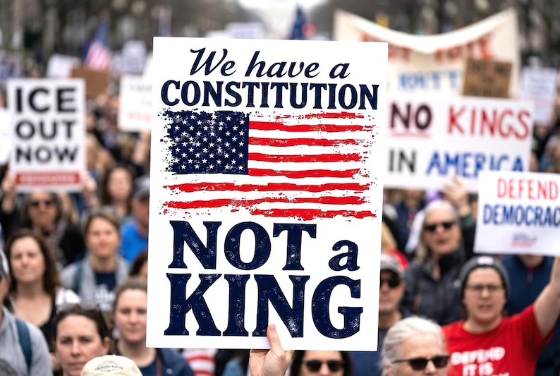 No Kings Sign: Best 2026 We Have a Constitution, Anti-Trump Protest Sign, PRINTABLE Digital Download image 1