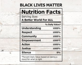 Fakty żywieniowe dotyczące ruchu Black Lives Matter Mój kolor skóry nie jest przestępstwem Koszulka protestacyjna SVG DFX PNG