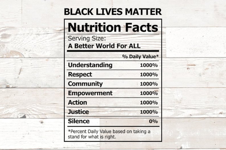Black Lives Matter Nutrition Facts My Skin Color is not a | Etsy