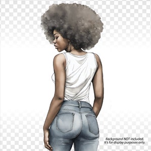 Black Woman Afro Digital Wall Art PNG File, Digital Download, Printable