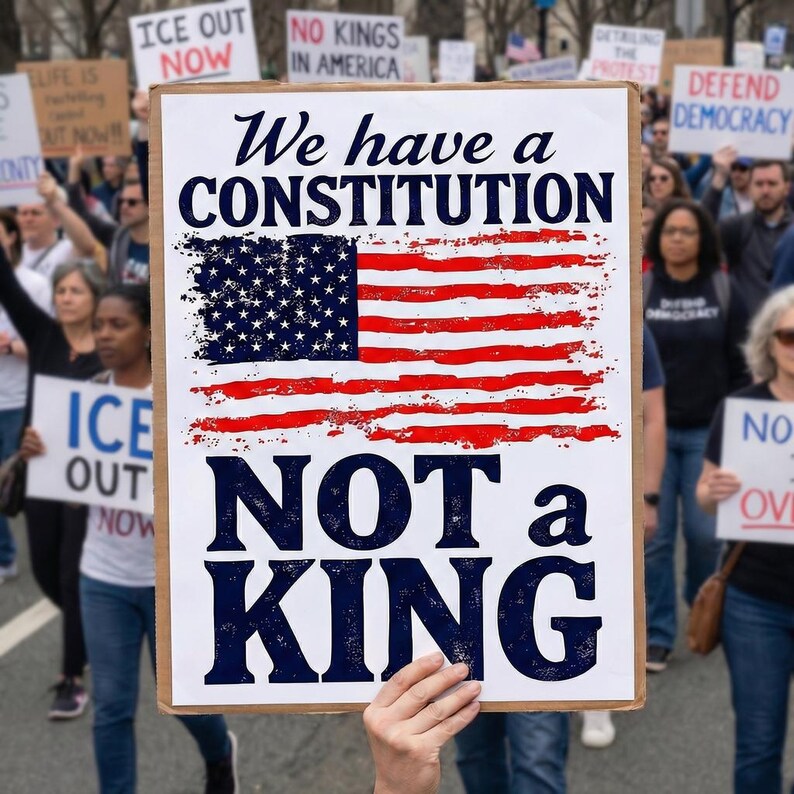 No Kings Sign: Best 2026 We Have a Constitution, Anti-Trump Protest Sign, PRINTABLE Digital Download image 3
