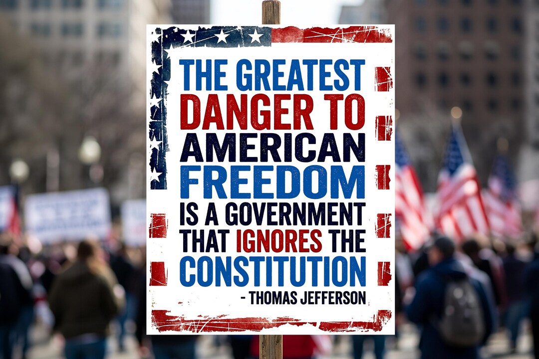 The Greatest Danger to Freedom Protest Signs, No Kings Constitution ...