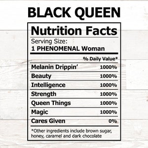 Black Queen svg – Black woman svg – Black girl nutrition facts SVG – png, dxf, svg for cricut silhouette - melanin svg Black Girl Magic