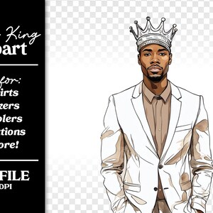 African American Black Man King PNG for Wall Art T Shirts Sublimation ...