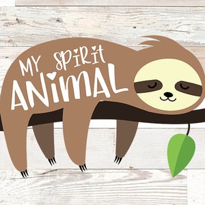 Lenistwo to moje zwierzę duchowe SVG, Lenistwo SVG, Lenistwo PNG, Lenistwo Clipart, Plik Svg dla Cricut, Lenistwo Wektor Clip Art