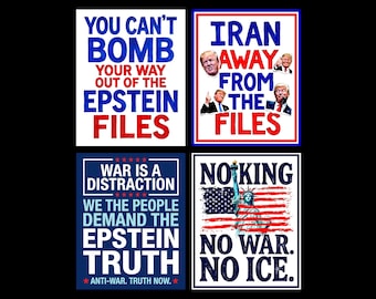 Anti War Protest Signs Bundle: No Kings Printable, Anti-Trump, Defend Democracy (Digital Download)