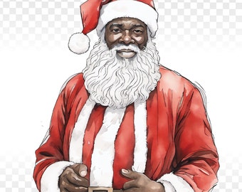 African American Santa Clipart, Black Santa Clipart, African American Christmas Clipart, Black Santa Claus PNG