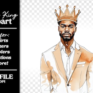 African American Black Man King PNG for Wall Art T Shirts Sublimation ...