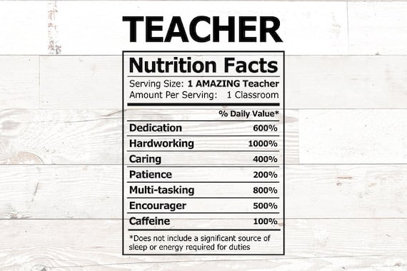 Download Teacher Svg Teacher Nutrition Facts Svg Funny Teacher Svg Etsy