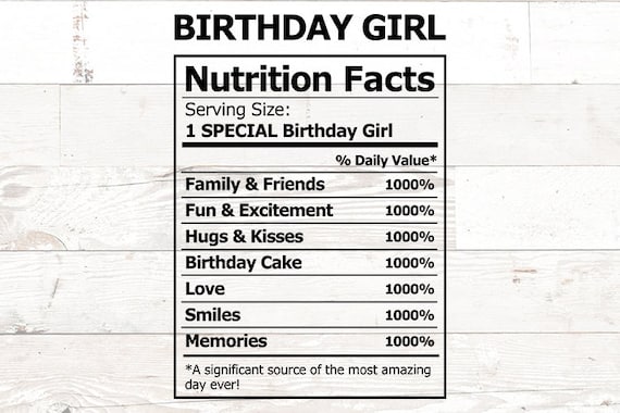 Download Birthday Girl Svg Birthday Facts Nutrition Facts Svg Dfx Etsy