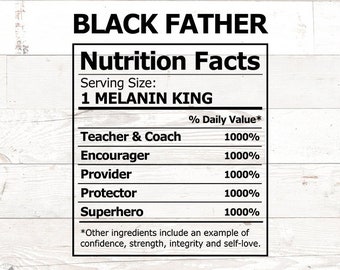 Etiqueta nutricional SVG de padre negro: SVG de rey negro, SVG del Día del Padre Negro, archivos SVG de hombre negro afroamericano para silueta de Cricut