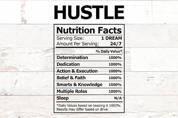 Download Svg Hustle Nutritional Facts Pngdxf Silhouette Cricut Etsy