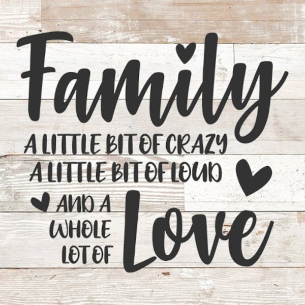 Family A Little Bit Of Crazy A Little Bit Of Loud & A Whole Lot Of Love, Family svg, Farmhouse Home Wood Sign saying svg dfx png design