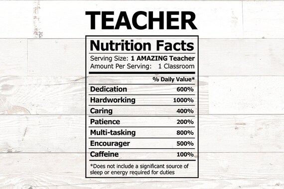 Download Teacher svg teacher nutrition facts svg nutrition label | Etsy