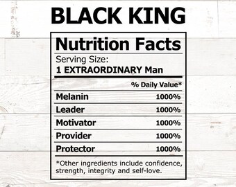 Etiqueta nutricional SVG de Black King: Archivo Cricut para el Día del Padre (Descarga digital)