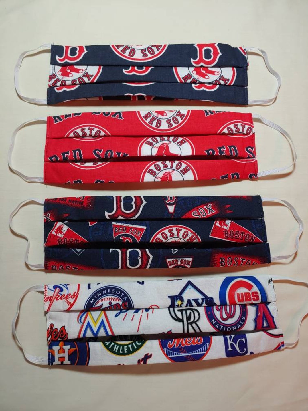 Face Mask Boston Red Sox Fabric Handmade Adult Cotton Double Etsy