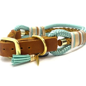 The Dodo Hundehalsband & Leine Set – Wasserdicht, Nylon, Pastellblau/grün, Größe M