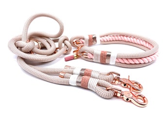 Dog collar and leash in a set or individually “Pearl Pink”