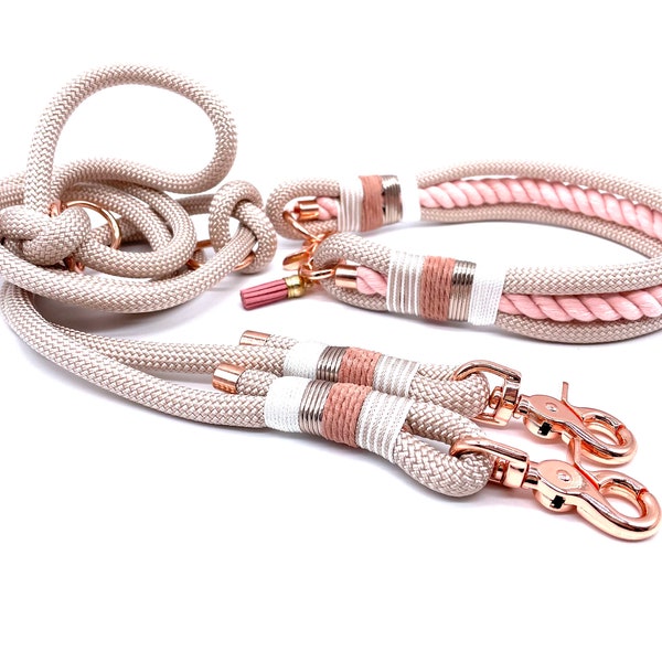 Hundehalsband und Leine im Set oder Einzeln „Pearl Rosa“