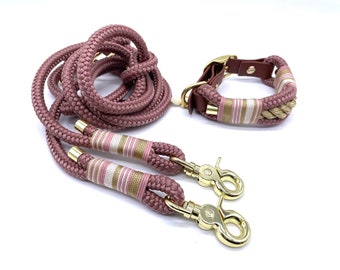 Adjustable dog collar with Biothane fastener and leash in a set or individually "Copper Gold"