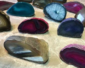 Flash Sale!!** Agate Polished Halves (1) Dyed or Natural Geode Crystal - Random- Very Nice ~ 1/2 Pound Free S&H