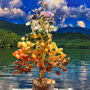 Flash Sale!!** LARGE 7 Chakra Crystal Gemstone Bonsai Money Tree Good Luck Prosperity FengShui *Best Seller* Free S&H