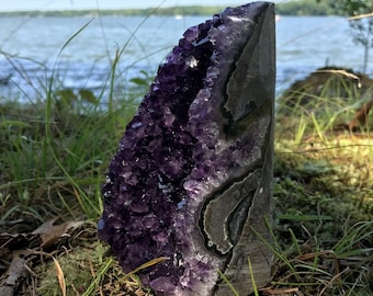 Labor Day Sale!!** Beautiful HAND POLISHED EXTRA Large Polished Amethyst Geode Druze Crystal Cluster w/ Cut Base~2 Pounds ea Best Seller