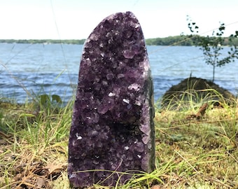 Flash Sale!!** Gorgeous Extra Extra LARGE Polished Amethyst Geode Druze Crystal Cluster Cut Base Specimen (~2.2-3 lbs) Best Seller