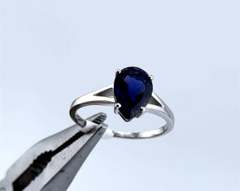 Pear Tanzanite Ring 1.25ct 10x7mm Pear Shape 925 Silver Ring! High-Quality! Pick size! J9/10