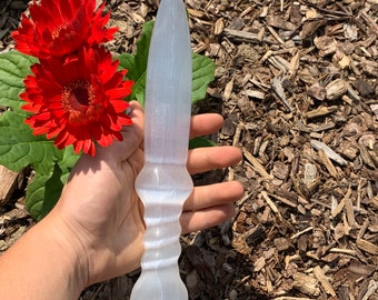 Flash Sale!!** Large HAND MADE Selenite Sword with Heart Shape Handle ~ 9 - 10 inches Free S&H