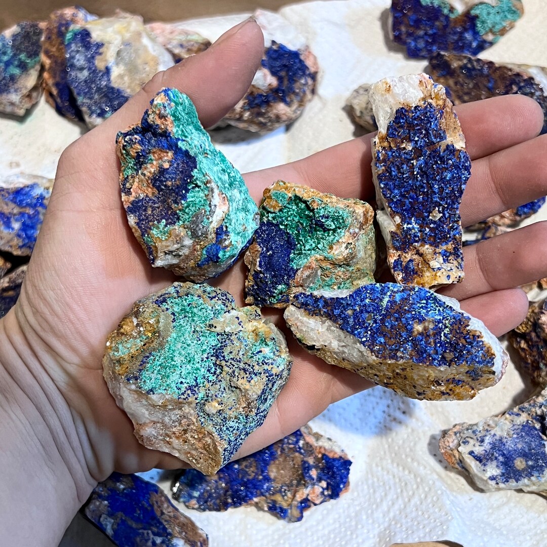 BEAUTIFUL Azurite Malachite Rough (1/2 Lot) - Very Nice High End Free S ...