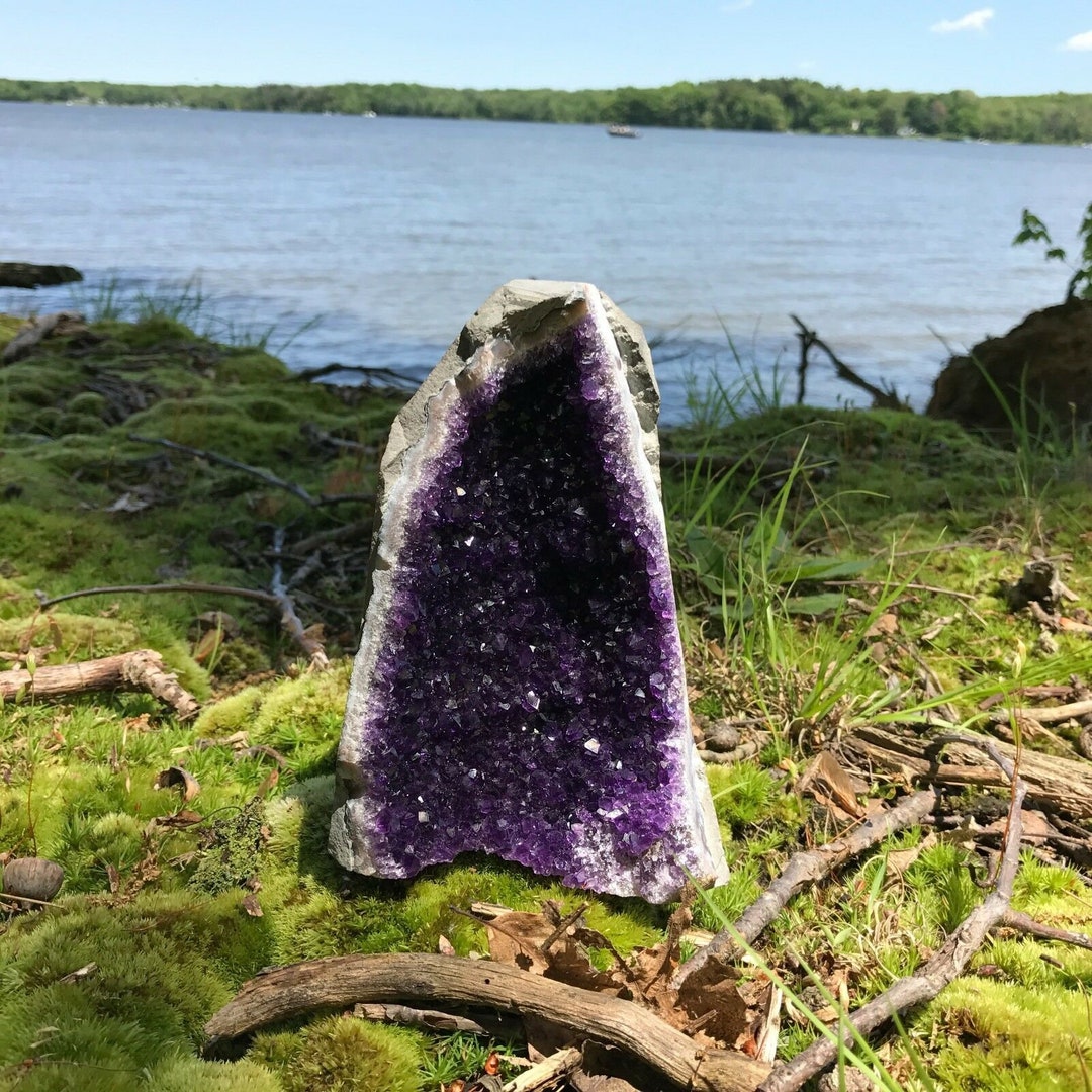 Flash Sale!!** Beautiful Amethyst Natural Geode Druze Crystal Cluster Cut Base ~ EXTRA LARGE Size Specimen ~ 2 Lbs *Best Seller Free S&H