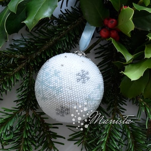 Snowflake - Beaded crochet Christmas ball ornament - PDF PATTERN - #025