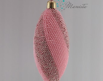 Beaded crochet Christmas ornament - PDF PATTERN - "Blissfully Pink" - #028