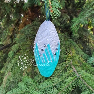 Beaded crochet Christmas ornament - PDF PATTERN - &quot;Tint of Mint&quot; - #029