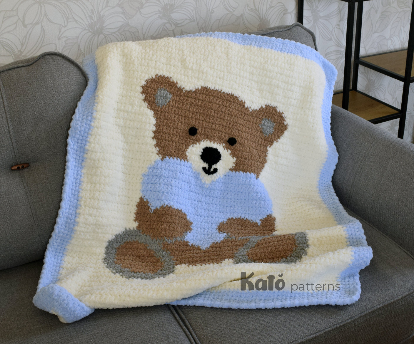 Baby Blanket Crochet PATTERN With a Teddy Bear Digital Etsy