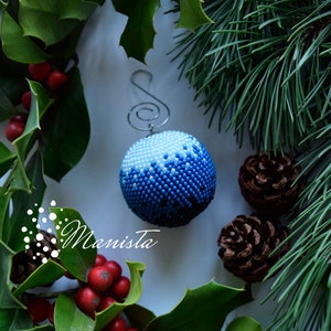 Deep Night beaded crochet Christmas ball ornament - PDF PATTERN - #021
