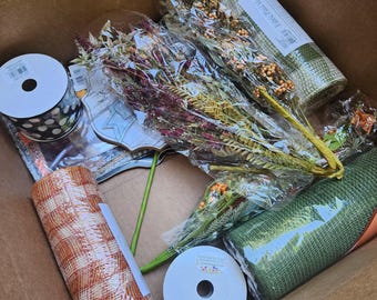 Wreath Supply Box, Wreath Supplies, Crafting Supplies, Destash Box, Wreath Destash, Craft Supplies, Wreath Making, Ribbon, Wreath Attachment