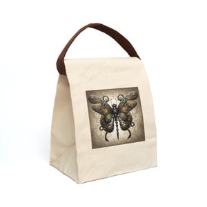 Bolsa de almuerzo ecológica de lona Steampunk con diseño de libélula: perfecta para la escuela, el trabajo, picnics y amantes de la naturaleza.
