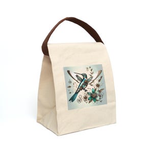 Bolsa de almuerzo de lona Steampunk Hummingbird: ecológica y térmica, ideal para la escuela, el trabajo, picnics y para amantes de la naturaleza.