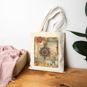 Baumwolltasche im Vintage-Stil, umweltfreundliche Einkaufstasche, Geschenk für Naturliebhaber, Muttertagsgeschenk, Feier zum Tag der Erde