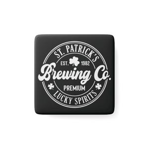 St Patricks Day Porcelain Magnet, Unique Home Decor, Kitchen Magnet, Holiday Art, Accessory Square Magnet Gift for Her
