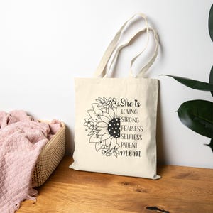 Bolsa de lona ecológica: regalo inspirado en la naturaleza para mamá, bolsa de compras reutilizable, moda sostenible