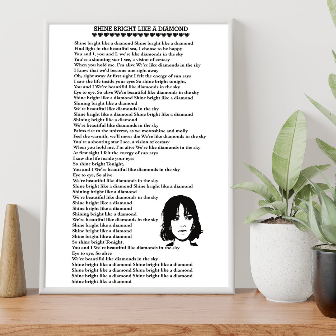 Shine Bright Like a Diamond Rihanna Song Lyrics Print A4 PRINT ONLY