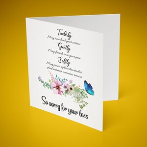 Désolé pour votre perte, carte florale de 6 x 6 pouces