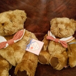 2 Teddy Bears by Priscilla Hillman 12&quot;,16&quot; Hamilton Gifts1993 Cert. of Adoption